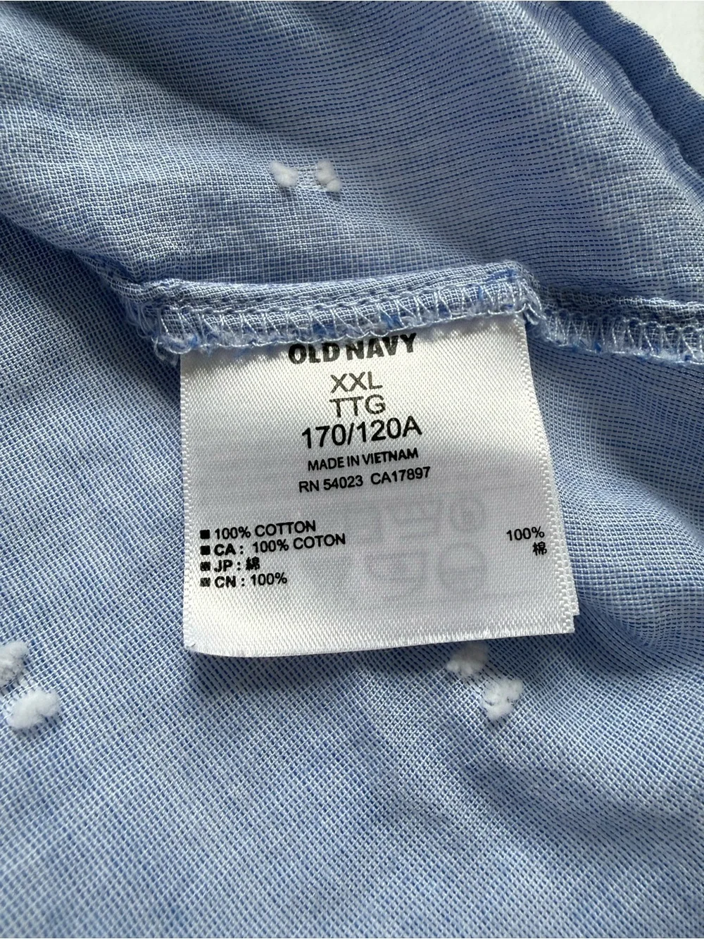Old Navy 100% Cotton Polka Dot V-Neck Peasant Blouse - Light Blue